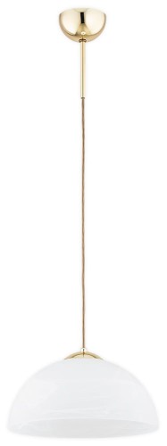 Lampa wisząca Klara zwis długi 1-punktowy - złoty - biały alabaster O3532 W1 ZL Lemir