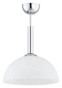 Lampa wisząca  Klara zwis krótki 1-punktowy - chrom - biały alabaster O3531 W1 CH Lemir
