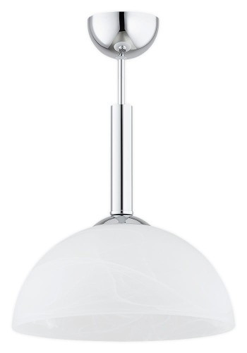 Lampa wisząca  Klara zwis krótki 1-punktowy - chrom - biały alabaster O3531 W1 CH Lemir