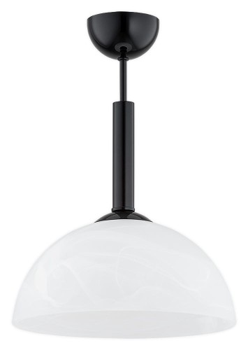 Lampa wisząca Klara zwis krótki 1-punktowy - czarny połysk - biały alabaster O3531 W1 CZA Lemir