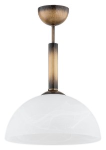Lampa wisząca Klara zwis krótki 1-punktowy - patyna - biały alabaster O3531 W1 PAT Lemir