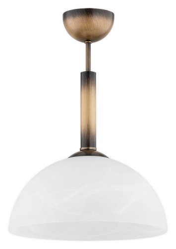 Lampa wisząca Klara zwis krótki 1-punktowy - patyna - biały alabaster O3531 W1 PAT Lemir