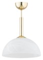 Lampa wisząca  Klara zwis krótki 1-punktowy - złoty - biały alabaster O3531 W1 ZL Lemir