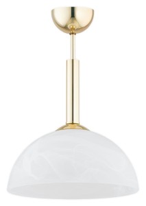 Lampa wisząca  Klara zwis krótki 1-punktowy - złoty - biały alabaster O3531 W1 ZL Lemir