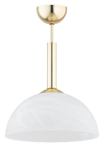 Lampa wisząca  Klara zwis krótki 1-punktowy - złoty - biały alabaster O3531 W1 ZL Lemir