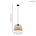 Lampa wisząca z rattanem ANWICK 43311 EGLO