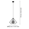 Lampa wisząca 1XE27 ażurowa ze szklanym kloszem  Vernham 43481