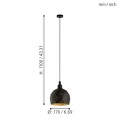 ROCCAFORTE  33345  lampa wisząca czarno-złota  EGLO