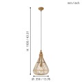Lampa wisząca Amsfield  49772   bambusowa  EGLO