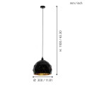 ROCCAFORTE  97845   lampa wisząca czarno-złota  EGLO