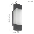 Gorzano 97222 kinkiet zewnętrzny antracyt led IP44  Eglo