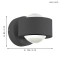 ONO 2 95049 KINKIET LED ANTRACYTOWY  EGLO