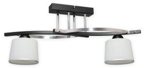 Lampa Astred listwa 2-punktowa, czarny matowy+chrom -klosz biały matowy+ srebrny  O2282 W2 CZA Lemir