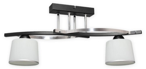Lampa Astred listwa 2-punktowa, czarny matowy+chrom -klosz biały matowy+ srebrny  O2282 W2 CZA Lemir