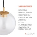 Lampa wisząca szklana transparentna kula złote wykończenie SACRAMENTO 8828 duża 