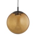 Lampa wisząca duża kula szklany klosz bursztynowy przezroczysty kolor akcenty stal z efektem szczotkowanego tytanu SACRAMENTO 8831
