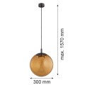 Lampa wisząca duża kula szklany klosz bursztynowy przezroczysty kolor akcenty stal z efektem szczotkowanego tytanu SACRAMENTO 8831