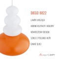 Lampa wisząca ze szkła w dwóch kolorach biały opal połysk i soczysta pomarańcza DIEGO 8822