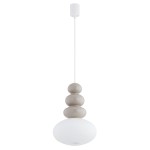 Lampa wisząca ze szkła w dwóch kolorach kolory ziemi kaszmir duży klosz biały DIEGO 8819