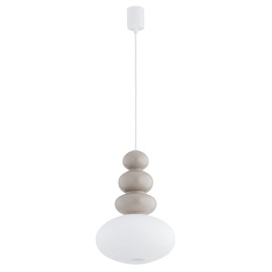 Lampa wisząca ze szkła w dwóch kolorach kolory ziemi kaszmir duży klosz biały DIEGO 8819