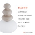 Lampa wisząca ze szkła w dwóch kolorach kolory ziemi kaszmir duży klosz biały DIEGO 8819
