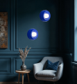 Kinkiet, lampa kobaltowa  design modern retro obłe kształty kulka biała na ścianę TEVO 8813