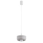 Lampa wisząca w stylu modern z białą kulką, obłe kształty retro szkło kaszmir opal TEVO 8814