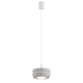 Lampa wisząca w stylu modern z białą kulką, obłe kształty retro szkło kaszmir opal TEVO 8814