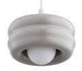 Lampa wisząca w stylu modern z białą kulką, obłe kształty retro szkło kaszmir opal TEVO 8814