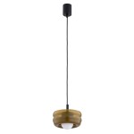 Lampa wisząca w stylu modern z białą kulką, obłe kształty retro szkło bursztyn opal TEVO 8816