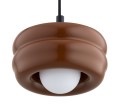 Lampa wisząca w stylu modern z białą kulką, obłe kształty retro szkło terakota opal TEVO 8817