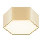 Heksagonalny plafon LED złoty stal lakierowana , szklana przysłona 17cm szerokości LIBERO 8808
