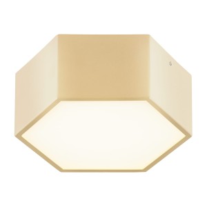 Heksagonalny plafon LED złoty stal lakierowana , szklana przysłona 17cm szerokości LIBERO 8808
