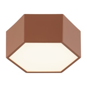 Lampa sufitowa heksagon kolor terakota LED stal lakierowana, szklana przysłona LIBERO 8783