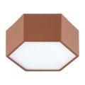 Lampa sufitowa heksagon kolor terakota LED stal lakierowana, szklana przysłona LIBERO 8783