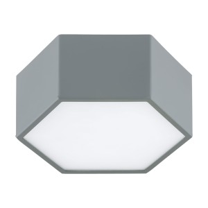 Lampa sufitowa heksagon ciemna szałwia LED stal lakierowana, szklana przysłona LIBERO 8784