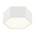 Heksagonalny plafon LED stal lakierowana kremowa biel, szklana przysłona 17cm szerokości LIBERO 8781