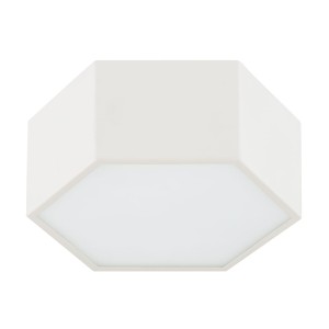 Heksagonalny plafon LED stal lakierowana kremowa biel, szklana przysłona 17cm szerokości LIBERO 8781