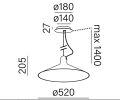 Lampa wisząca do jadalni CONA 52 LED 52° zwieszany 59943 Aqform