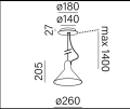 Lampa wisząca nad blat CONA 26 LED  52° zwieszana 59942 Aqform