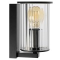 Argon Czarny kinkiet ogrodowy ryflowane szkło elegancki klasyczny styl NORFOLK 8748 IP44