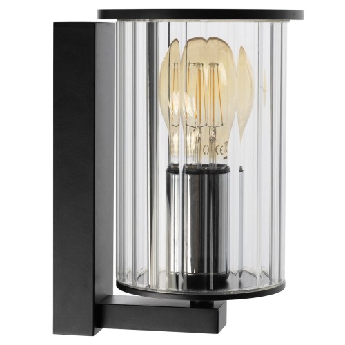 Czarny kinkiet ogrodowy ryflowane szkło elegancki klasyczny styl NORFOLK 8748 IP44