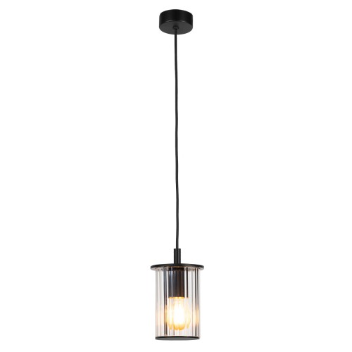Ogrodowa lampa wisząca aluminium szkło ryflowane idealna nad taras czarna NORFOLK 8751