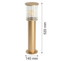 Argon Złota aluminiowa lampa ogrodowa słupek ze szkłem ryflowanym klasyczny styl NORFOLK 8753 IP44
