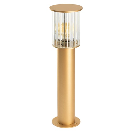 Złota aluminiowa lampa ogrodowa słupek ze szkłem ryflowanym klasyczny styl NORFOLK 8753 IP44