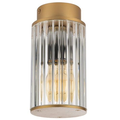 Lampa Tubka sufitowa plafon ogrodowy złota aluminium szkło ryflowane elegancka styl hampton, Norfolk 8774 IP44