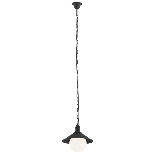 Argon wisząca ogrodowa lampa na łańcuchu czarna IP44 mleczny klosz ERBA BIS 3285