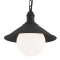 Argon wisząca ogrodowa lampa na łańcuchu czarna IP44 mleczny klosz ERBA BIS 3285