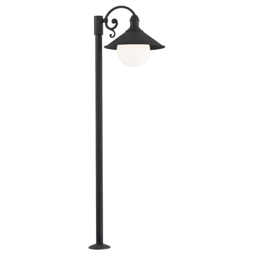 Argon ogrodowa lampa stojąca metal czarna mleczny klosz ERBA BIS 3284