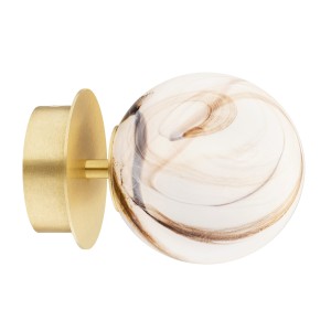 ARGON lampka kulka do łazienki IP44 mosiądz i szklana kulka alabaster marmur wzór kinkiet ścienny przy lustrze plafon z kulką kinkiet kulka FABIO 8453